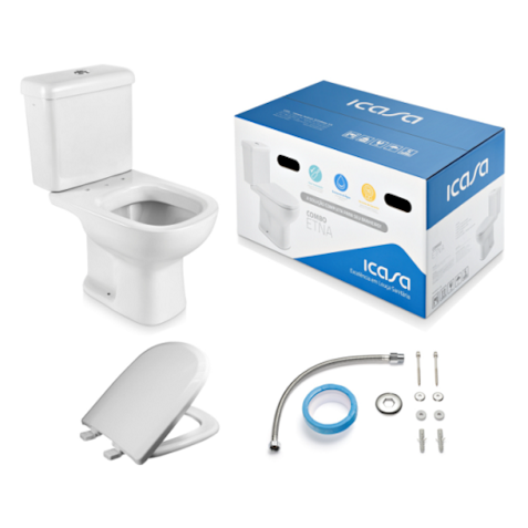 Combo Icasa Etna Bacia + caixa acoplada + acessórios branco