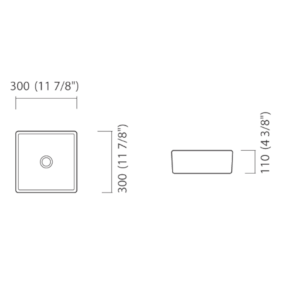 Cuba de apoio quadrada Icasa 30cm preta