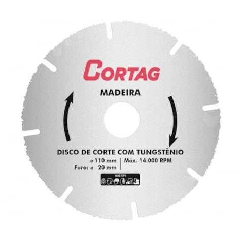 Disco p/ corte de madeira Cortag Tungstênio 110mm