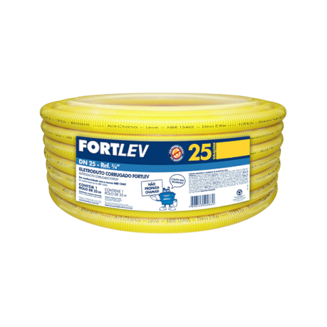 Eletroduto flexível corrugado Fortlev 32MM de 25m amarelo