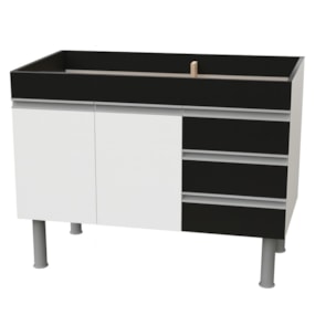 Gabinete Barcelona MC 144 P/Pia 150 Preto/Branco