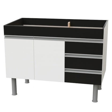 Gabinete Barcelona MC 144 P/Pia 150 Preto/Branco