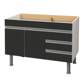 Gabinete Barcelona MC 144 P/Pia 150 Preto Total