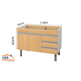 Gabinete Barcelona MC 144 P/Pia 150 Total Amadeirado