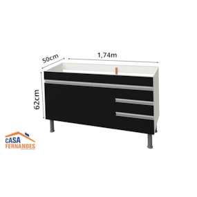 Gabinete Barcelona MC P/Pia 180 Preto Total