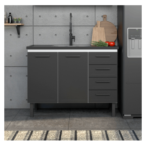 Gabinete Cozimax Aço Mod.Juno 114 Preto