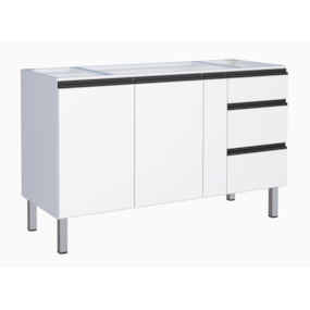 Gabinete Cozimax de aço Gaia 150 branco c/ puxador preto