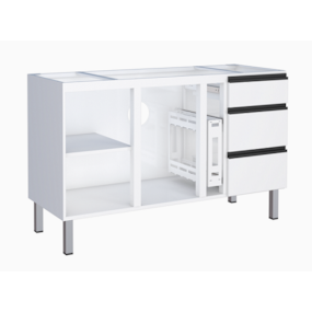 Gabinete Cozimax de aço Gaia 150 branco c/ puxador preto
