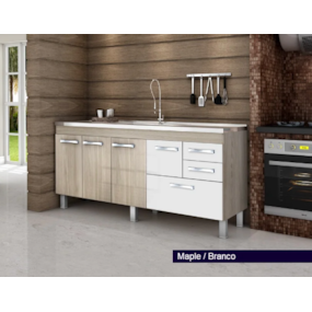 Gabinete Fimap Classic P/Pia 180 Maple/Branco