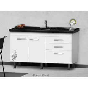 Gabinete Fimap Criativ P/Pia 150 Floral Branco