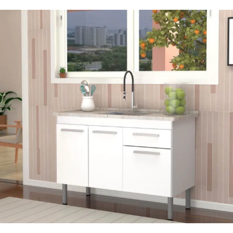 Gabinete Fimap Vitória P/Pias de 120  Branco