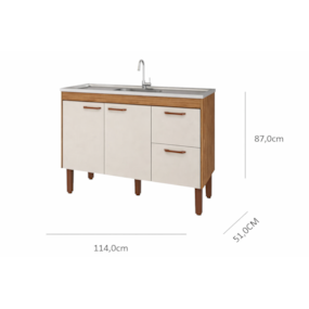 Gabinete Slim MGM P/Pia 120cm Freijo/Off White