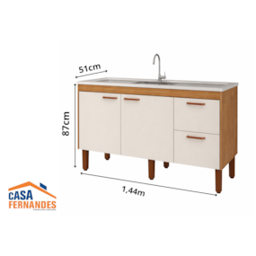 Gabinete Slim MGM P/Pia 150cm Freijo/Off White