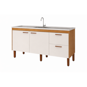 Gabinete Slim MGM P/Pia 150cm Freijo/Off White