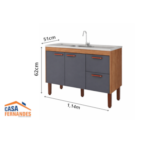 Gabinete Slim MGM P/Pia 150cm Freijo/Titanio