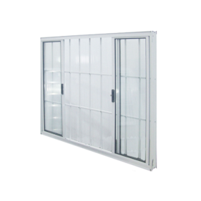 Janela alumínio 4 folhas branca 100x100 c/ bandeira s/ grade Janellot