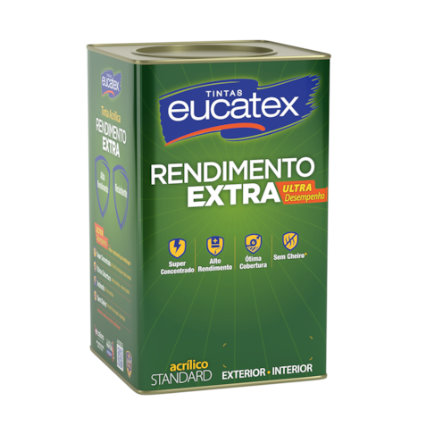 Latex Acrílico Eucatex Rendimento Extra fosco 18L Branco Sereno