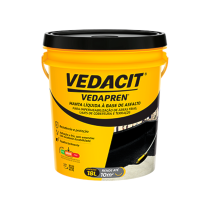 Manta líquida Vedapren preto balde 18,4kg Impermeabilizante