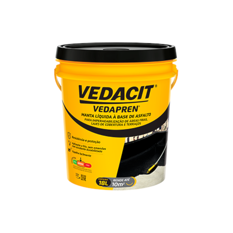 Manta líquida Vedapren preto balde 18,4kg Impermeabilizante
