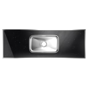 Pia de Laminado Forminox 1,5m X 56cm Mármore Negro