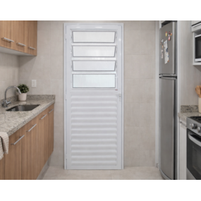 Porta Alimínio Basculante 210X90 Dir. PTB Branca Janellot