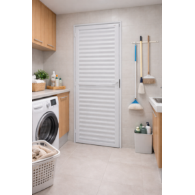 Porta Alumínio Lamela 210X90 Dir. PL Branca Janellot