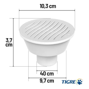 Ralo sifonado cônico Tigre 100X40 grelha pvc