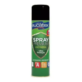 Tinta Spray Eucatex Uso Geral preto brilhante