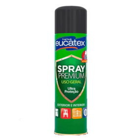 Tinta Spray Eucatex Uso Geral Preto Fosco