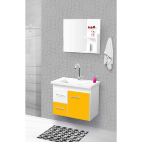 Toucador Fimap Quality 60 C/Tampo C/Esp. Branco/Amarelo