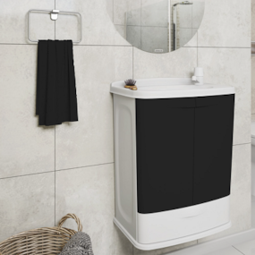 Toucador plástico Astra c/ lavatório 45X32X58 branco/preto